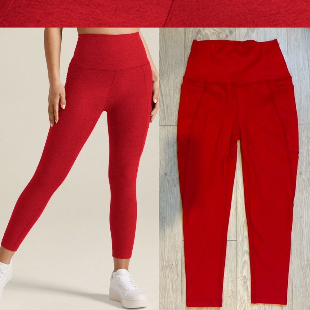 NEW Beyond Yoga (S) Spacedye High Waisted Leggings Candy Apple Red Heather